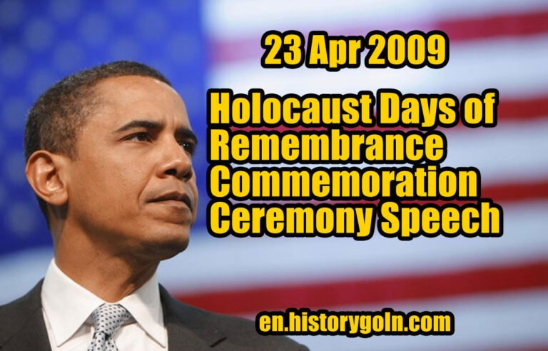 Holocaust Days of Remembrance Commemoration Ceremony Speech